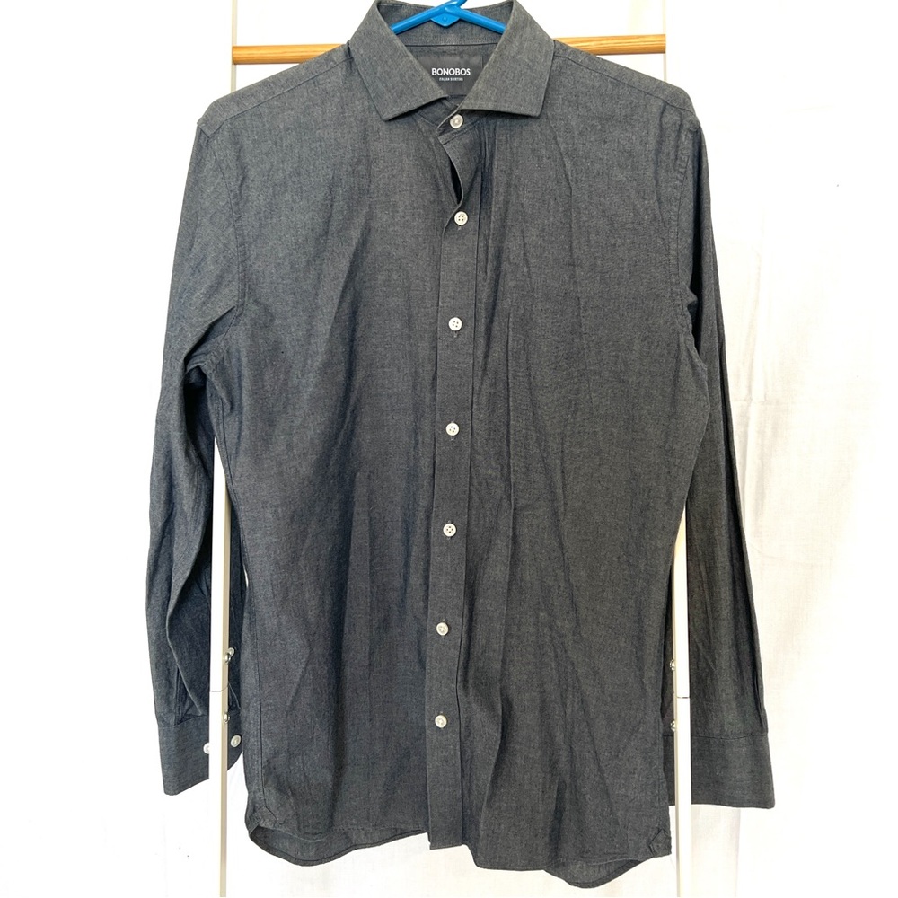 Bonobos Italian Shirting Dress Shirt Size 15 1/2 33 Tailored Slim Fit Chambray
